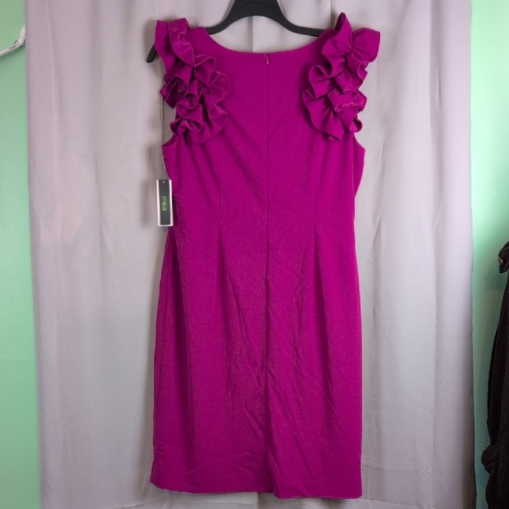 Chic Magenta Ruffle Sleeve Midi Dressโ - Picture 2 of 7